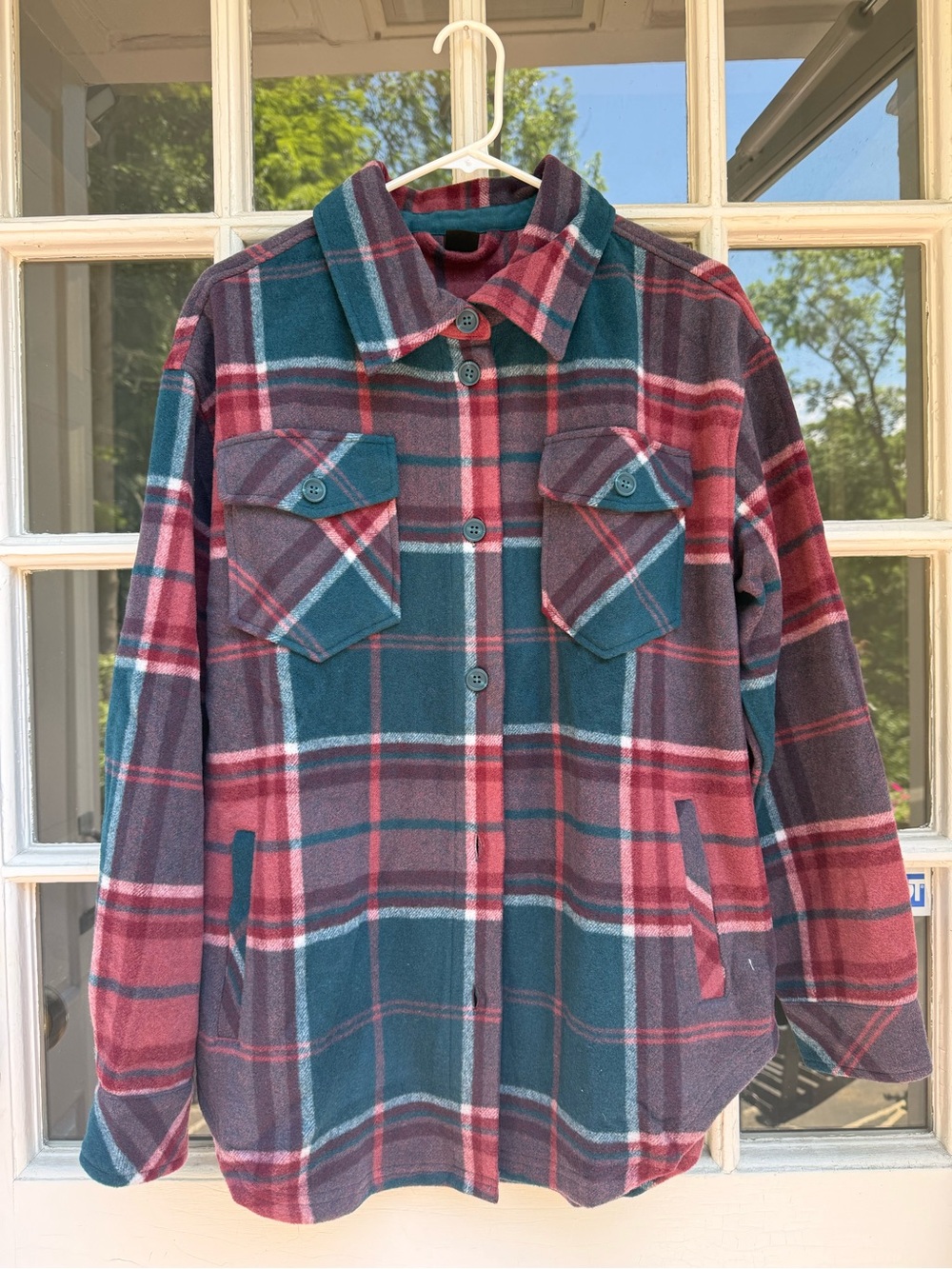 Brand new WoolX Sawyer Shacket in Teal and Burgundy